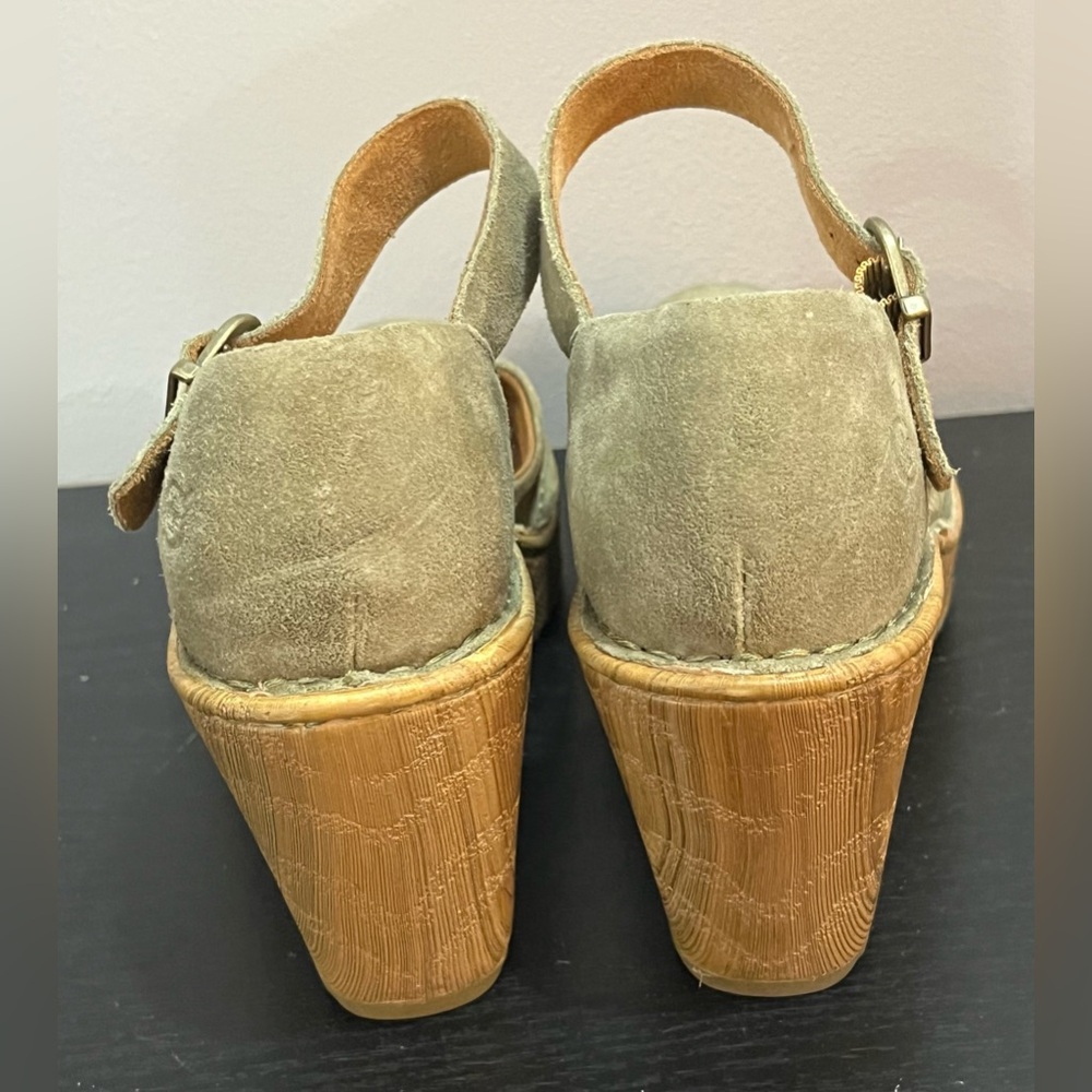 Women's Green Born Nellie Mary Jane Suede Wedge Clogs Size 6 - Picture 9 of 11